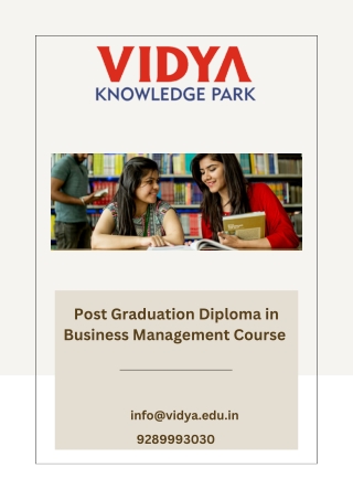 Post Graduation Diploma in Business Management Course | PGDM Course