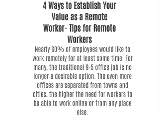 4 Ways to Establish Your Value as a Remote Worker- Tips for Remote Workers