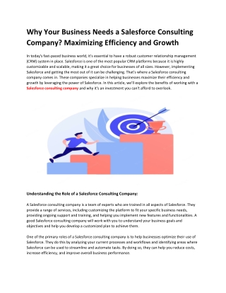 Why Your Business Needs a Salesforce Consulting Company Maximizing Efficiency and Growth
