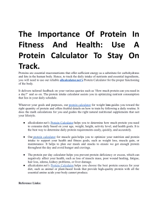 The Importance of Protein in Fitness and Health Use a Protein Calculator to Stay on Track.docx