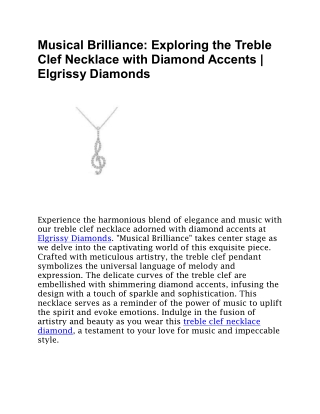 Treble Clef Necklace Diamond | Elgrissy Diamonds