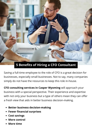 5 Benefits of Hiring a CFO Consultant