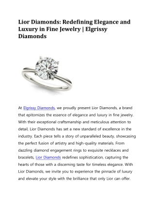 Lior Diamonds  | Elgrissy Diamonds