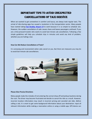 Important Tips to Avoid Unexpected Cancellations of Taxi Service