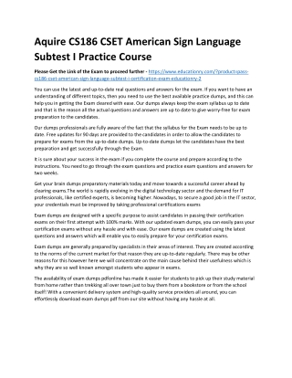 CS186 CSET American Sign Language Subtest I