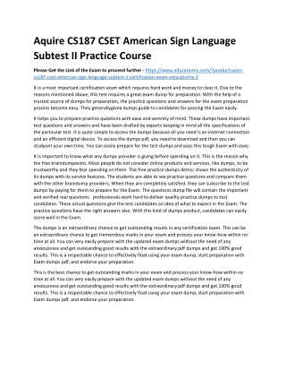 CS187 CSET American Sign Language Subtest II