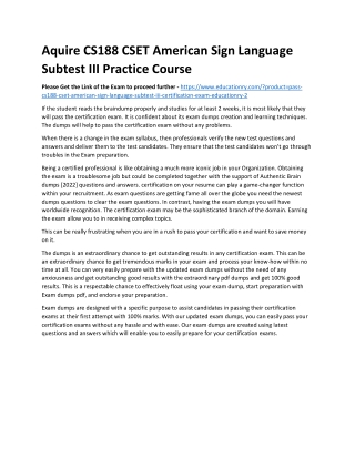 CS188 CSET American Sign Language Subtest III