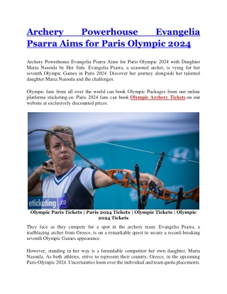 Archery Powerhouse Evangelia Psarra Aims for Paris Olympic 2024