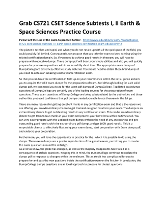 CS721 CSET Science Subtests I, II Earth & Space Sciences