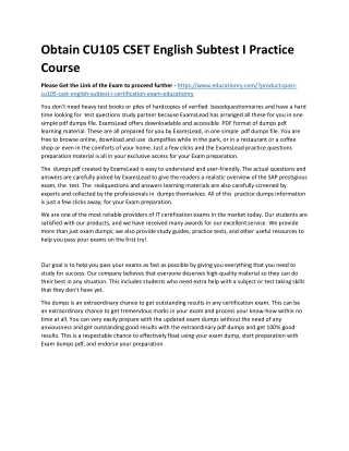 CU105 CSET English Subtest I