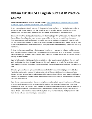 CU108 CSET English Subtest IV