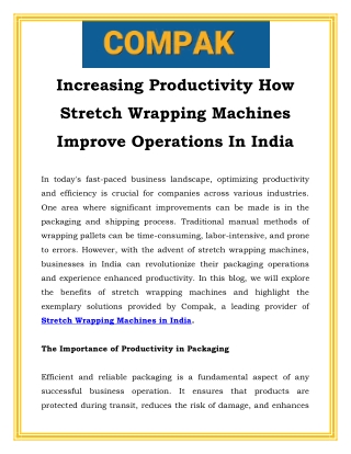 Increasing Productivity How Stretch Wrapping Machines Improve Operations In India