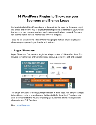 Top WordPress Plugins To Showcase Sponsors And Brand Logos