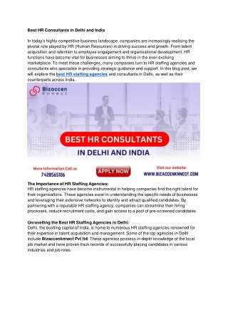 Best HR Consultants in Delhi and India