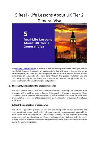 5 Real-Life Lessons About UK Tier 2 General Visa