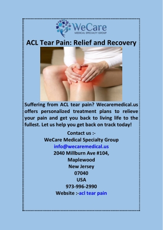 ACL Tear Pain Relief and Recovery