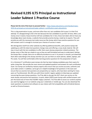 IL195 ILTS Principal as Instructional Leader Subtest 1