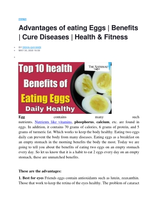 Advantages of eating Eggs Cure Diseases Health & Fitness