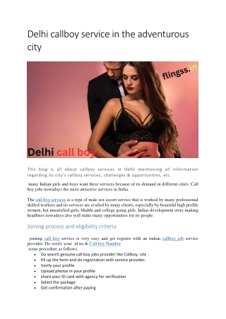 Delhi callboy service in adventurous city