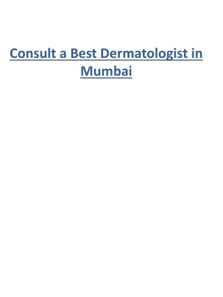 Consult a Best Dermatologist in Mumbai