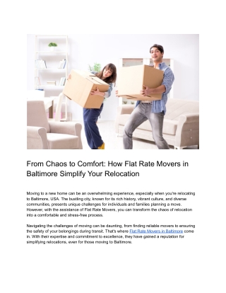 From Chaos to Comfort_ How Flat Rate Movers in Baltimore Simplify Your Relocation