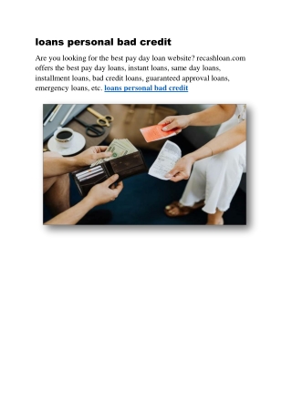 loans personal bad credit