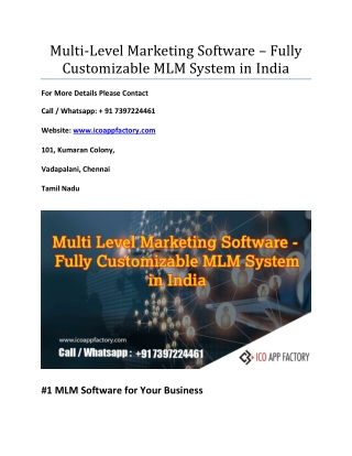 Multi Level Marketing Software – Fully Customizable MLM System in India