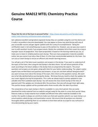 MA012 MTEL Chemistry