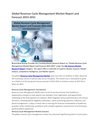 Global Revenue Cycle Management Market Report and Forecast 2023-2031