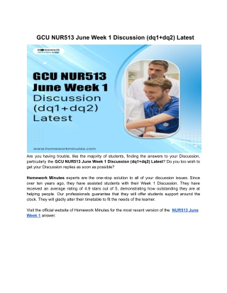 GCU NUR513 June Week 1 Discussion (dq1 dq2) Latest