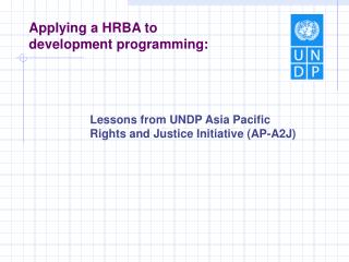 Applying a HRBA to development programming :