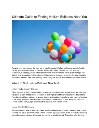 Guide to Finding Helium Balloons Near You