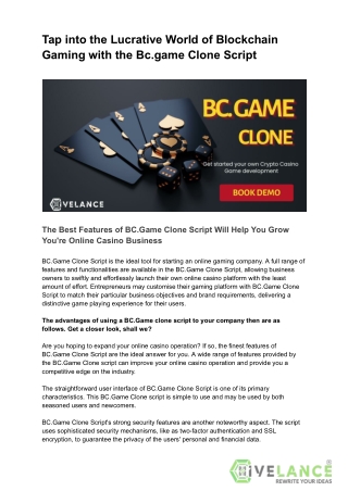 Make Waves in the Gaming Industry: BC.Game Clone Script Now within Reach