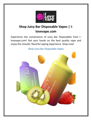 Shop Juicy Bar Disposable Vapes  I-lovevape