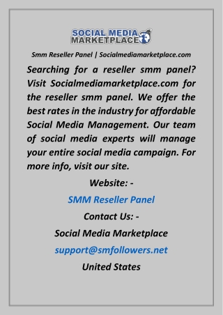 Smm Reseller Panel  Socialmediamarketplace