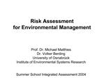 Risk Assessment for Environmental Management