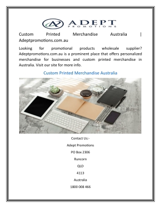Custom Printed Merchandise Australia  Adeptpromotions.com