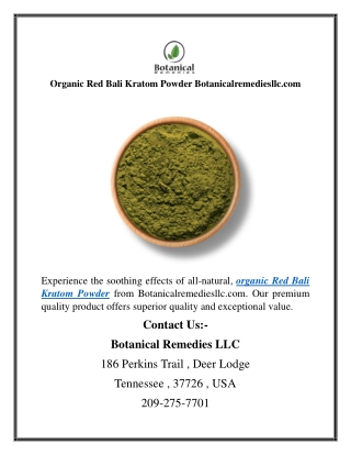 Organic Red Bali Kratom Powder Botanicalremediesllc