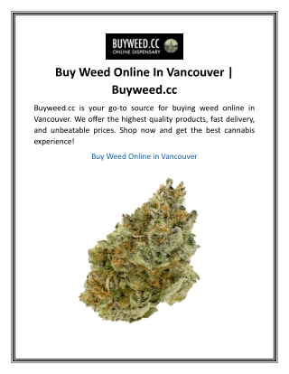 Buy Weed Online In Vancouver  Buyweed.cc