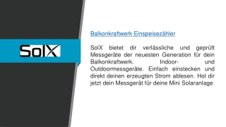 Balkonkraftwerk Strom-Messgeräte Solx.de