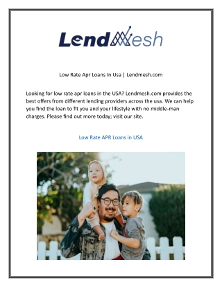 Low Rate Apr Loans In Usa Lendmesh.com