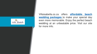 Affordable Beach Wedding Packages  Villaisabella.co.za