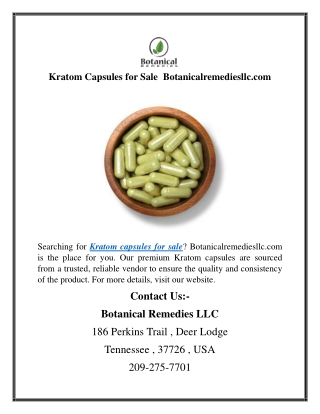 Kratom Capsules for Sale  Botanicalremediesllc