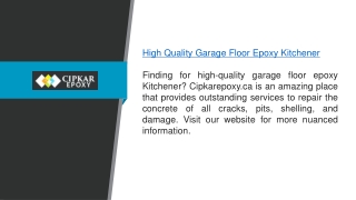 High Quality Garage Floor Epoxy Kitchener Cipkarepoxy.ca