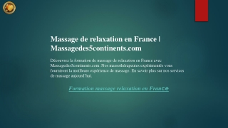 Massage de relaxation en France  Massagedes5continents.com