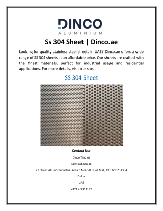 Ss 304 Sheet  Dinco.ae