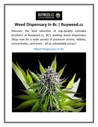 Weed Dispensary In Bc  Buyweed.cc