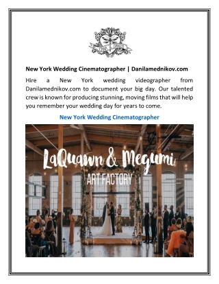 New York Wedding Cinematographer | Danilamednikov.com