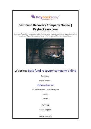 Best Fund Recovery Company Online Paybackeasy.com