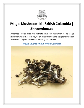Magic Mushroom Kit British Columbia  Shroombox.co